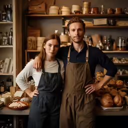 a man and a woman are posing for a picture