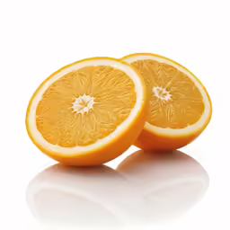 the two orange halves are cut in half