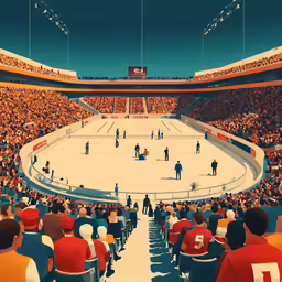 a crowd of people are watching a hockey match
