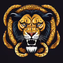 a tiger with a snake on his back,the logo for a gym wear brand
