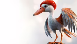 a bird with an orange head and large wings