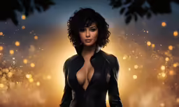 a woman is posing wearing a leather jacket