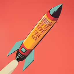 there is a red picture of a pen that has writing on it