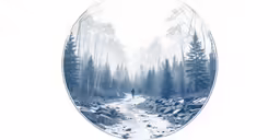 man walking in winter forest on trail surrounded by snow