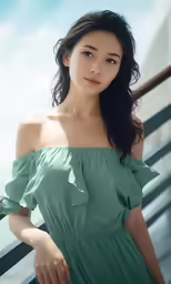 the young woman is posing for the camera