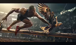 a man that is jumping some kind of animal
