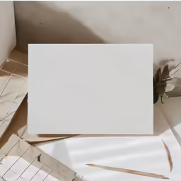 white board, tape and plant on white tile