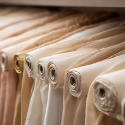 a close up of many different colored fabric