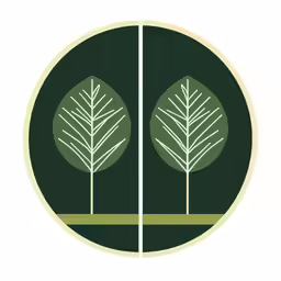 two green leaves in a circle with white stripe