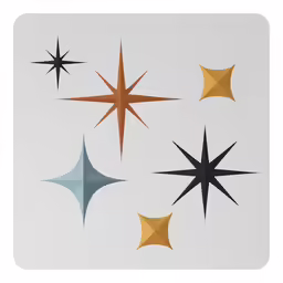 six stars set in various colors of various sizes