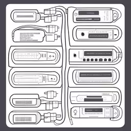 some types of electric toothbrushes in line,different electronic devices arranged on top of each other