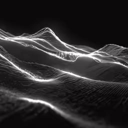 a computer generated abstract photograph of a mountain landscape