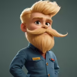the animated face of a man in uniform