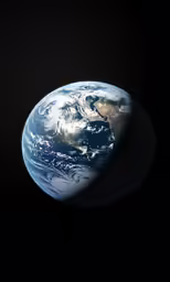 earth is viewed from space, dark background