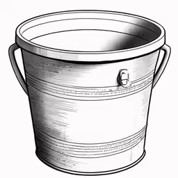 a large bucket is shown in black and white