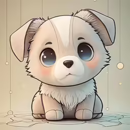 a drawing of a cute little animal, sitting on a surface