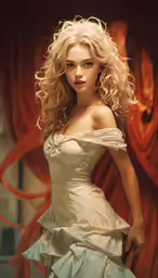 a young woman in a wedding gown posing for a photo