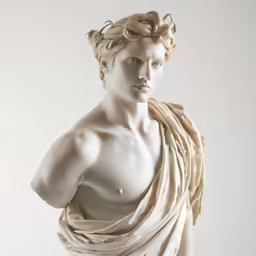 the head and shoulders of an older statue