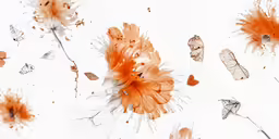 orange watercolor flower petals being splattered with paint
