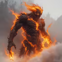 a giant godzilla in the midst of a huge fire