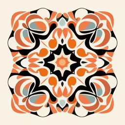 an image of an art print that resembles the pattern of flowers,a colorful flower with small leaves is shown