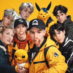group of boys posing for the camera in costumes
