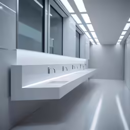 a modern bathroom is made of glass and concrete