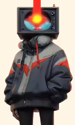 a person in an outer space outfit has an electronic device attached to his head