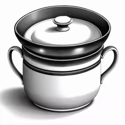 three pots sitting next to each other on a white background