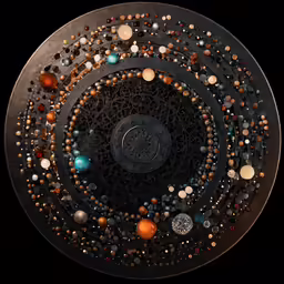 a metal platter covered in lots of colorful balls