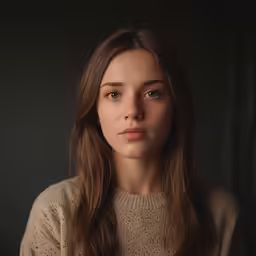 a woman with long hair and brown eyes