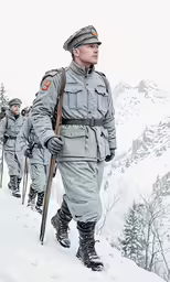 many people walking in the snow carrying skis