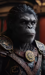 a gorilla in costume and a hat with gold coins