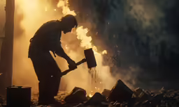 man in plaid shirt using an ice ax