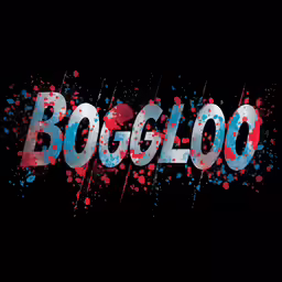 bougloo in blue, red and white spray paint