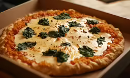 there is a small pizza in a box