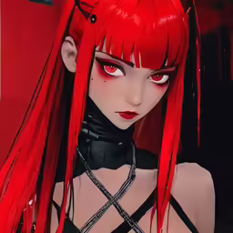 a photo of a anime girl with red hair