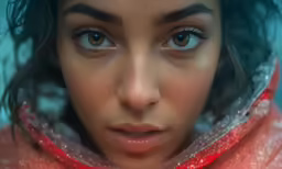 a young lady is photographed while she wears her scarf