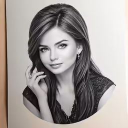 a pencil drawing of an attractive woman