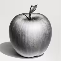 an apple sitting on a white surface in the middle of the picture