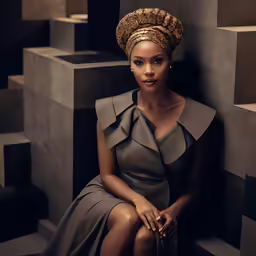 an african american woman sitting down in a chair