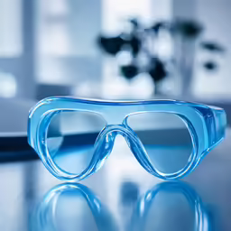 the goggles on the table look like they have no eyes