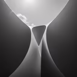 white lines and clouds over an object
