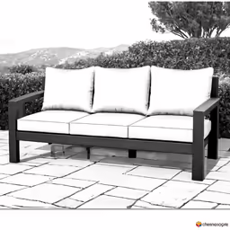 there is a black and white picture of a couch