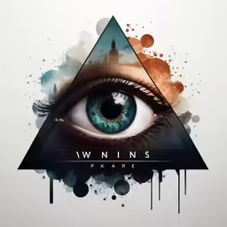 an eye and an triangle shaped with watercolors