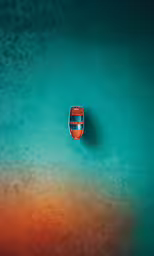 a boat floating on a large body of water