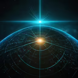 an abstract background with a light surrounded by lines
