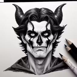 pencil drawing a portrait of a male character