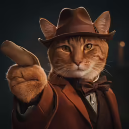 a cat dressed up in a fancy outfit and bowtie