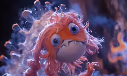a close up of an animal made of orange material